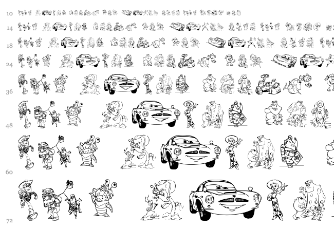 Pixar 1 font waterfall
